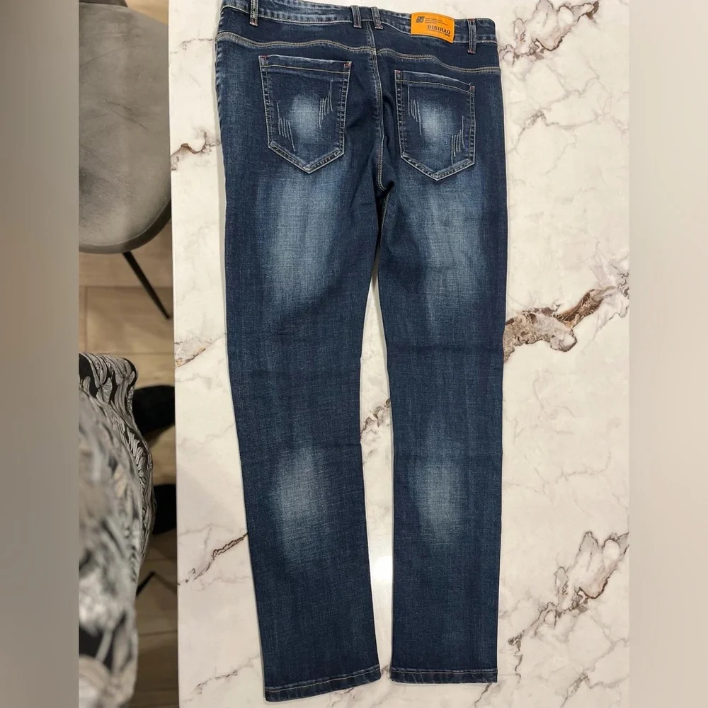 DISIHAO Fashion Men Jeans Pants Slim  Embroidery Denim jeans pant SZ/32